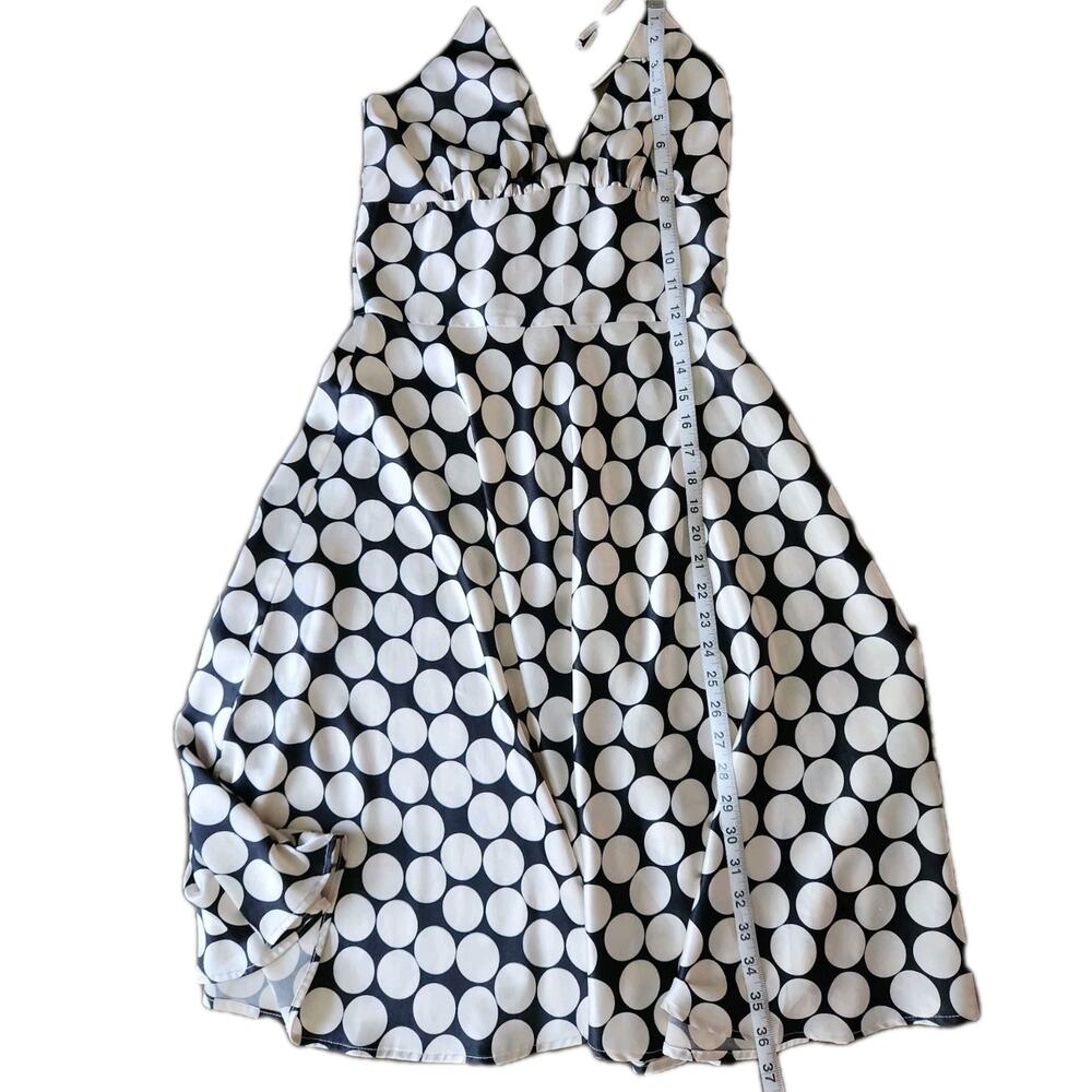 Alyn Paige Vtg Y2K Halter Midi Satin Dress Polka Dot Baby Doll Marilyn Size 5/6 - Picture 6 of 8